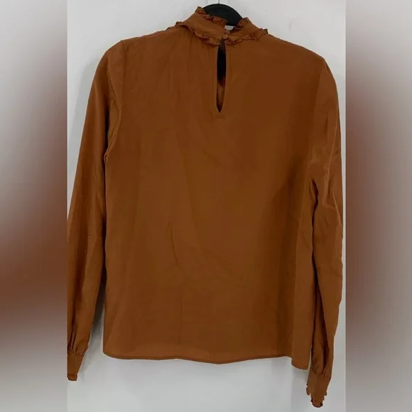 Sezane Jules Brown 100% Silk Blouse Size 34 - Picture 3 of 6